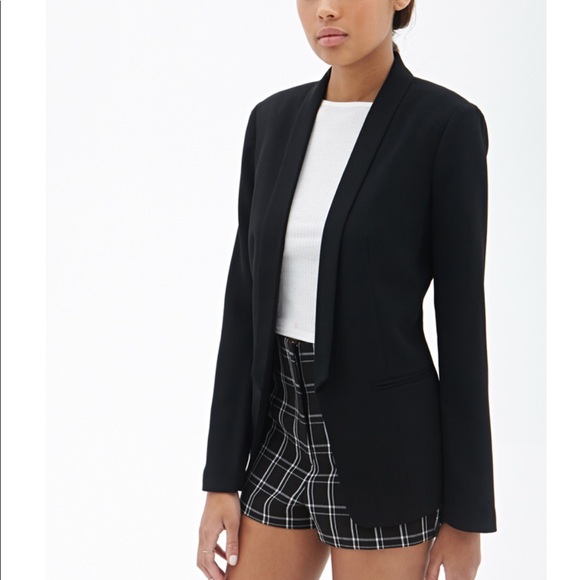 open front black blazer